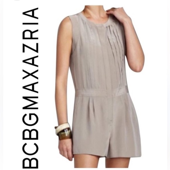 BCBGMaxAzria Pants - BCBG Max Azria Paloma 100% Silk Romper in Hazelnut